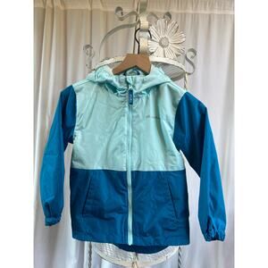 Eddie Bauer Jacket Girl Zip Front Windbreaker with attached Hood Blue XS